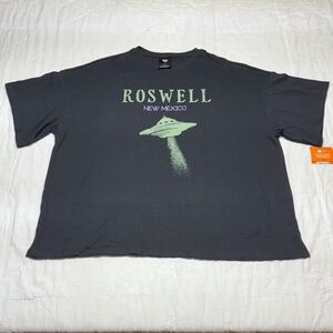 Oversized Boxy Roswell New Mexico UFO Alien Graphic T-Shirt Sm NWT